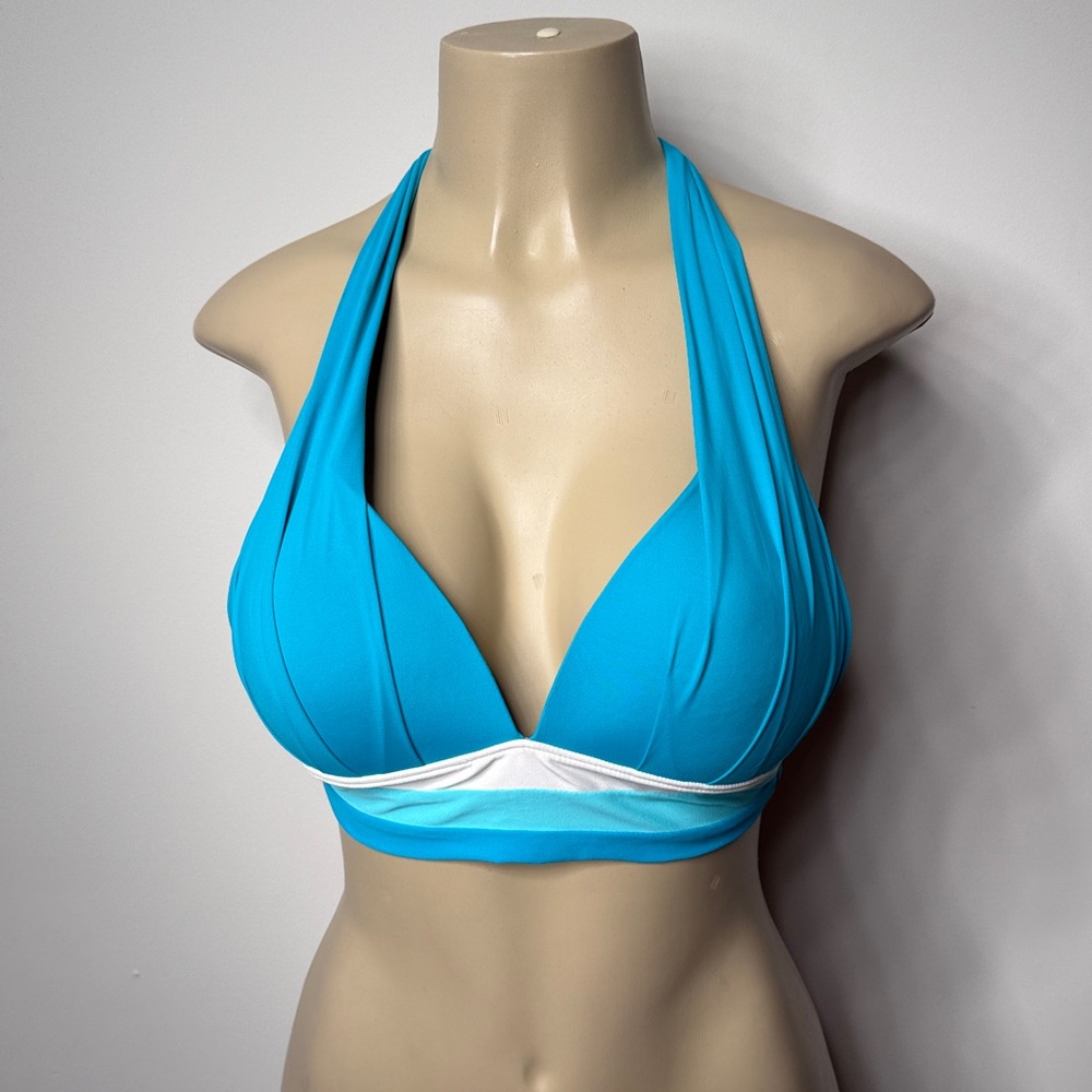 Bleu Rod Beattie Turquoise and White Bikini Top